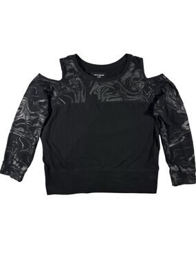 DKNY Jeans Black Going Out Sweater Black Gray Swirl Pullover Women's XL